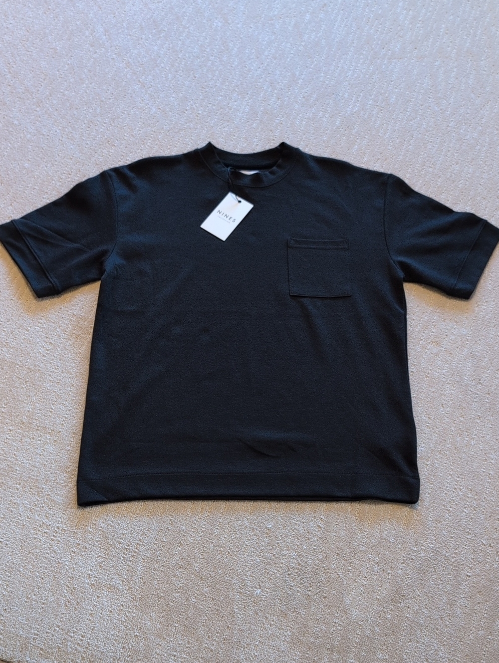 Ninety Black Short-Sleeve Pocket Crewneck Tee